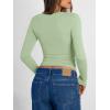 image:imageTrendy Queen Long Sleeve Shirts for Women 2026 Fall Fashion V Neck Basics Crop Tops Slim Fitted Y2K Tops Outfits ClothesLight Green