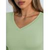 image:imageTrendy Queen Long Sleeve Shirts for Women 2026 Fall Fashion V Neck Basics Crop Tops Slim Fitted Y2K Tops Outfits ClothesLight Green