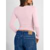 image:imageTrendy Queen Long Sleeve Shirts for Women 2026 Fall Fashion V Neck Basics Crop Tops Slim Fitted Y2K Tops Outfits ClothesPink