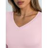 image:imageTrendy Queen Long Sleeve Shirts for Women 2026 Fall Fashion V Neck Basics Crop Tops Slim Fitted Y2K Tops Outfits ClothesPink