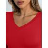 image:imageTrendy Queen Long Sleeve Shirts for Women 2026 Fall Fashion V Neck Basics Crop Tops Slim Fitted Y2K Tops Outfits ClothesRed