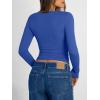 image:imageTrendy Queen Long Sleeve Shirts for Women 2026 Fall Fashion V Neck Basics Crop Tops Slim Fitted Y2K Tops Outfits ClothesRoyal Blue