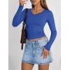 image:imageTrendy Queen Long Sleeve Shirts for Women 2026 Fall Fashion V Neck Basics Crop Tops Slim Fitted Y2K Tops Outfits ClothesRoyal Blue
