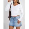 image:imageTrendy Queen Long Sleeve Shirts for Women 2026 Fall Fashion V Neck Basics Crop Tops Slim Fitted Y2K Tops Outfits ClothesWhite
