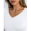 image:imageTrendy Queen Long Sleeve Shirts for Women 2026 Fall Fashion V Neck Basics Crop Tops Slim Fitted Y2K Tops Outfits ClothesWhite