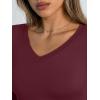 image:imageTrendy Queen Long Sleeve Shirts for Women 2026 Fall Fashion V Neck Basics Crop Tops Slim Fitted Y2K Tops Outfits ClothesWine Red