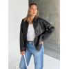 image:imageTrendy Queen Womens Leather Jacket Oversized Going Out amp Everyday Statement Piece Bomber Jacktes Moto CoatBlack