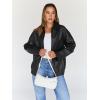 image:imageTrendy Queen Womens Leather Jacket Oversized Going Out amp Everyday Statement Piece Bomber Jacktes Moto CoatBlack