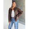 image:imageTrendy Queen Womens Leather Jacket Oversized Going Out amp Everyday Statement Piece Bomber Jacktes Moto CoatBrown