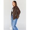 image:imageTrendy Queen Womens Leather Jacket Oversized Going Out amp Everyday Statement Piece Bomber Jacktes Moto CoatBrown