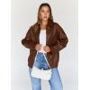 image:imageTrendy Queen Womens Leather Jacket Oversized Going Out amp Everyday Statement Piece Bomber Jacktes Moto CoatCaramel