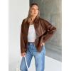 image:imageTrendy Queen Womens Leather Jacket Oversized Going Out amp Everyday Statement Piece Bomber Jacktes Moto CoatCaramel