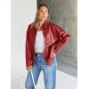 image:imageTrendy Queen Womens Leather Jacket Oversized Going Out amp Everyday Statement Piece Bomber Jacktes Moto CoatRed