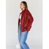 image:imageTrendy Queen Womens Leather Jacket Oversized Going Out amp Everyday Statement Piece Bomber Jacktes Moto CoatRed