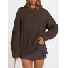 image:imageTrendy Queen Womens Oversized Cable Knit Crewneck Sweaters Cozy Winter ClothesCocoa