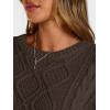 image:imageTrendy Queen Womens Oversized Cable Knit Crewneck Sweaters Cozy Winter ClothesCocoa