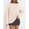image:imageTrendy Queen Womens Oversized Cable Knit Crewneck Sweaters Cozy Winter ClothesCream