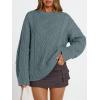 image:imageTrendy Queen Womens Oversized Cable Knit Crewneck Sweaters Cozy Winter ClothesDark Sage