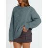 image:imageTrendy Queen Womens Oversized Cable Knit Crewneck Sweaters Cozy Winter ClothesDark Sage