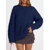 image:imageTrendy Queen Womens Oversized Cable Knit Crewneck Sweaters Cozy Winter ClothesNavy Blue