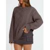 image:imageTrendy Queen Womens Oversized Cable Knit Crewneck Sweaters Cozy Winter ClothesNutmeg
