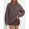 image:imageTrendy Queen Womens Oversized Cable Knit Crewneck Sweaters Cozy Winter ClothesNutmeg