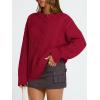 image:imageTrendy Queen Womens Oversized Cable Knit Crewneck Sweaters Cozy Winter ClothesRed