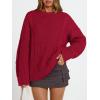 image:imageTrendy Queen Womens Oversized Cable Knit Crewneck Sweaters Cozy Winter ClothesRed