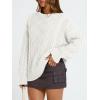 image:imageTrendy Queen Womens Oversized Cable Knit Crewneck Sweaters Cozy Winter ClothesWhite