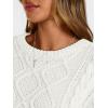 image:imageTrendy Queen Womens Oversized Cable Knit Crewneck Sweaters Cozy Winter ClothesWhite