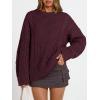 image:imageTrendy Queen Womens Oversized Cable Knit Crewneck Sweaters Cozy Winter ClothesWine
