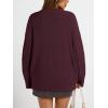 image:imageTrendy Queen Womens Oversized Cable Knit Crewneck Sweaters Cozy Winter ClothesWine