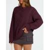 image:imageTrendy Queen Womens Oversized Cable Knit Crewneck Sweaters Cozy Winter ClothesWine