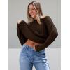 image:imageTrendy Queen Womens Oversized Cable Knit Crewneck SweatersCocoa