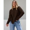 image:imageTrendy Queen Womens Oversized Cable Knit Crewneck SweatersCocoa
