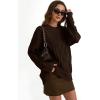 image:imageTrendy Queen Womens Oversized Cable Knit Crewneck SweatersCocoa