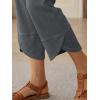 image:imageTrendy Queen Womens Wide Leg Pants Soft Cotton Blend with Pockets for Casual SummerBlackgrey