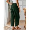 image:imageTrendy Queen Womens Wide Leg Pants Soft Cotton Blend with Pockets for Casual SummerDark Green