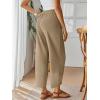 image:imageTrendy Queen Womens Wide Leg Pants Soft Cotton Blend with Pockets for Casual SummerKhaki