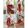 image:imageTrendy Queen Womens Wide Leg Pants Soft Cotton Blend with Pockets for Casual SummerRed
