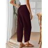 image:imageTrendy Queen Womens Wide Leg Pants Soft Cotton Blend with Pockets for Casual SummerWine