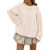 image:imageTrendy Queen Cable Knit Oversized Sweaters Womens Cozy Pullover Sweater Fall Winter ClothesCream