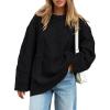 image:imageTrendy Queen Womens Oversized Cable Knit Crewneck Sweaters Cozy Winter ClothesBlack