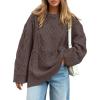 image:imageTrendy Queen Womens Oversized Cable Knit Crewneck Sweaters Cozy Winter ClothesNutmeg
