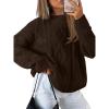 image:imageTrendy Queen Womens Oversized Cable Knit Crewneck SweatersCocoa