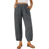 image:imageTrendy Queen Womens Wide Leg Pants Soft Cotton Blend with Pockets for Casual SummerBlackgrey