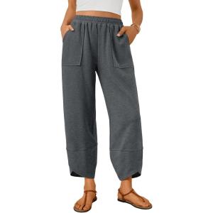 image:imageTrendy Queen Womens Wide Leg Pants Soft Cotton Blend with Pockets for Casual SummerBlackgrey