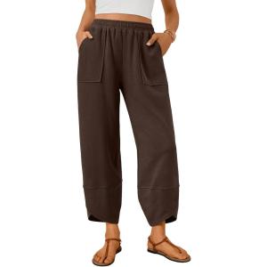 image:imageTrendy Queen Womens Wide Leg Pants Soft Cotton Blend with Pockets for Casual SummerBrown