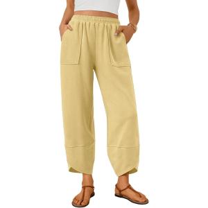 image:imageTrendy Queen Womens Wide Leg Pants Soft Cotton Blend with Pockets for Casual SummerMustard