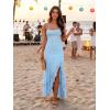 image:imageKaximil Womens Sexy Spaghetti Strap Maxi Dresses Ruched Bodycon Ruffle Mermaid Cocktail Wedding Guest Dress 2026Baby Blue